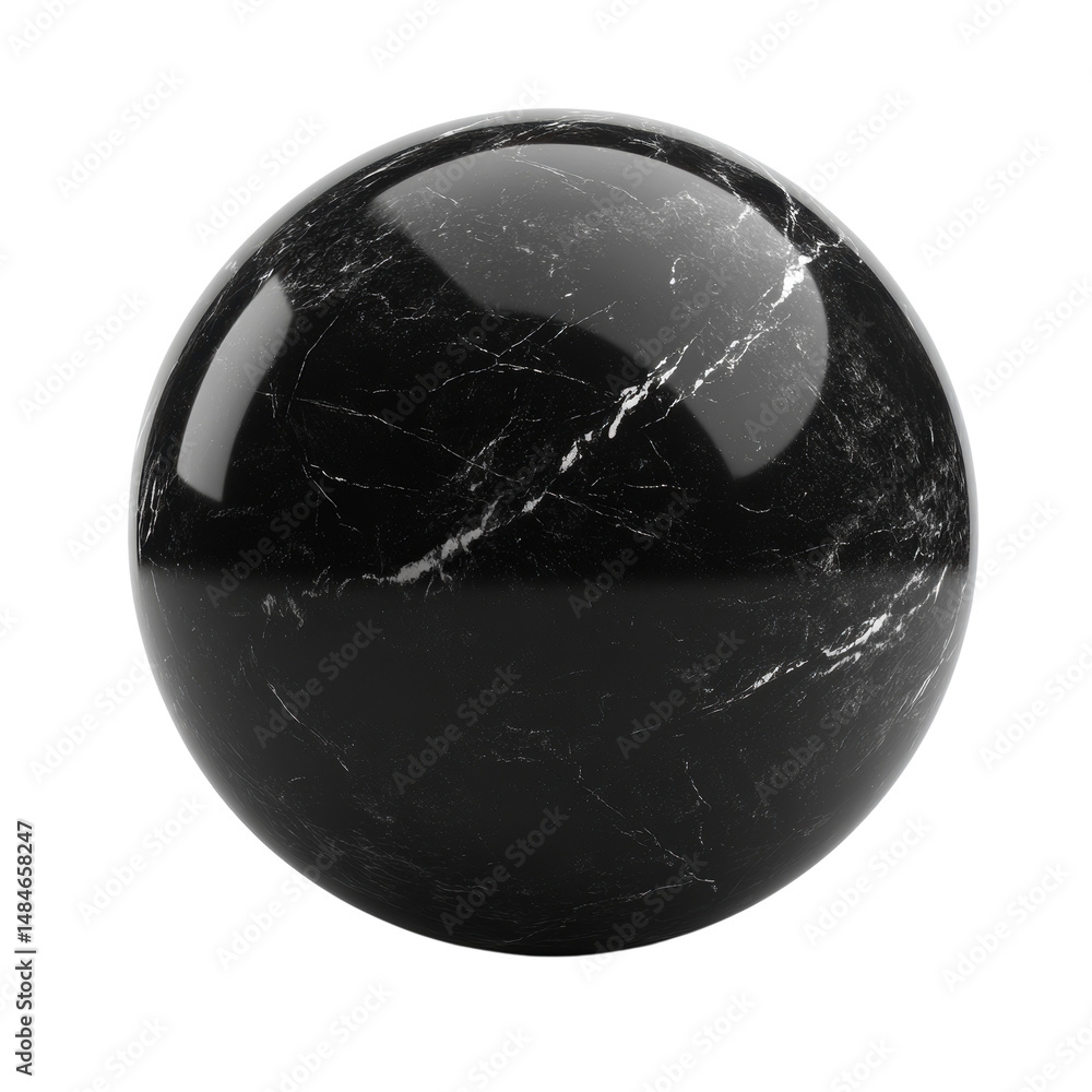 Poster dark marble sphere reflecting light a symbol of elegant refinement and on transparent background
