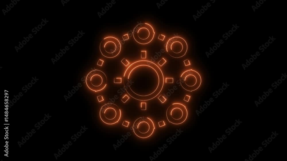Poster abstract futuristic glowing orange circle technology background animation with connecting shapes