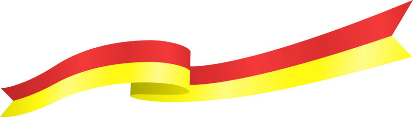 Red and Yellow China Flag Wavy Ribbon Corner Border Illustration