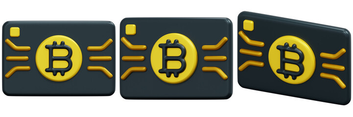 Set of Bitcoin Cryptocurrency Digital Currency Icons 3d Render Icon Illustration