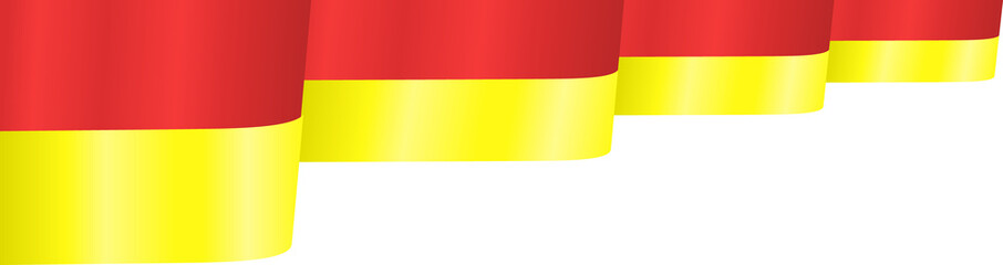 Red and Yellow China Flag Wavy Ribbon Corner Border Illustration