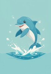 Obraz premium Playful Dolphin Leaping from the Ocean