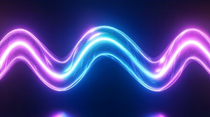 Fototapeta premium A luminous blue and pink neon light wave against a dark background