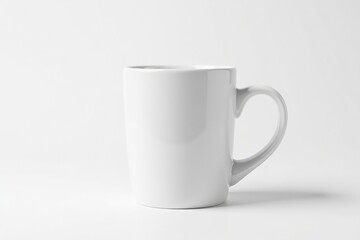 Classic white ceramic mug, isolated on pure white background, vessel, simple