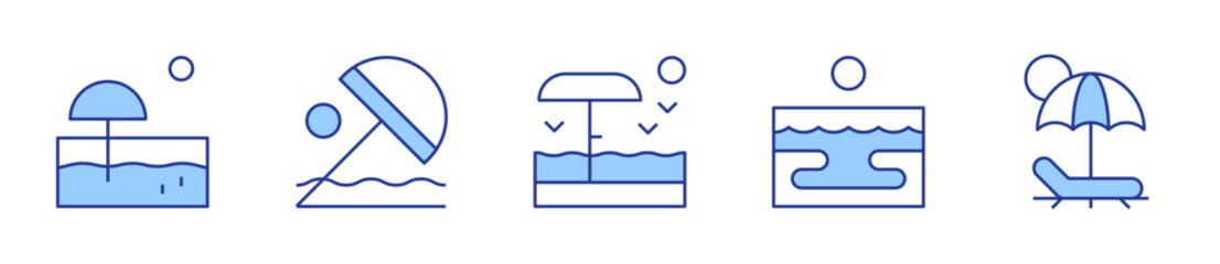 beach, sun umbrella. Beach Icon vector illustration. Line Duotone style. Editable stroke