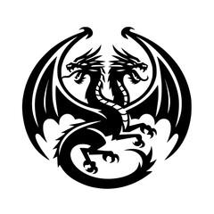 Two-headed dragon silhouette vector 