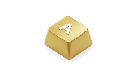 Fototapeta premium Golden 'A' Keycap on White Background
