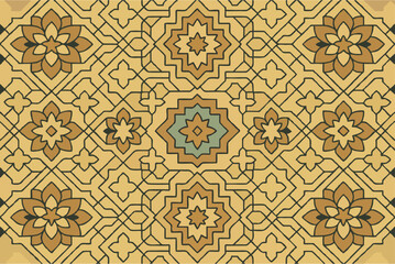 Elegant Geometric Floral Pattern Design Seamless Beige and Brown Textile Texture