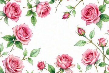 Delicate watercolor rosebuds & leaves repeat seamlessly , decor, wallpaper, elegant