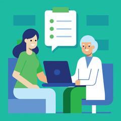 Young Woman Consulting with a Senior Doctor Using a Laptop for Healthcare Discussion