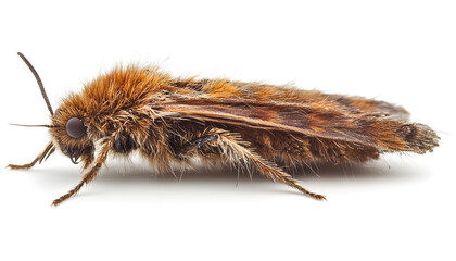 Brown common clothing moth isolated on white