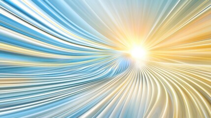 Obraz premium Dynamic Waves of Light in Blue and Yellow Shades with Radiant Sunburst Effect in Background