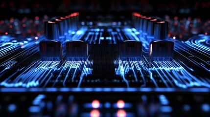 Fototapeta premium High-Tech Circuit Board Design with Operational Amplifiers and Controls