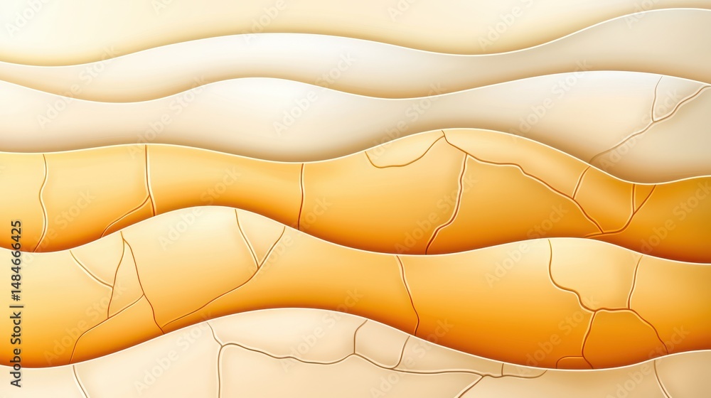 Poster abstract wavy pattern in warm beige and cream tones with detailed texture and subtle cracks