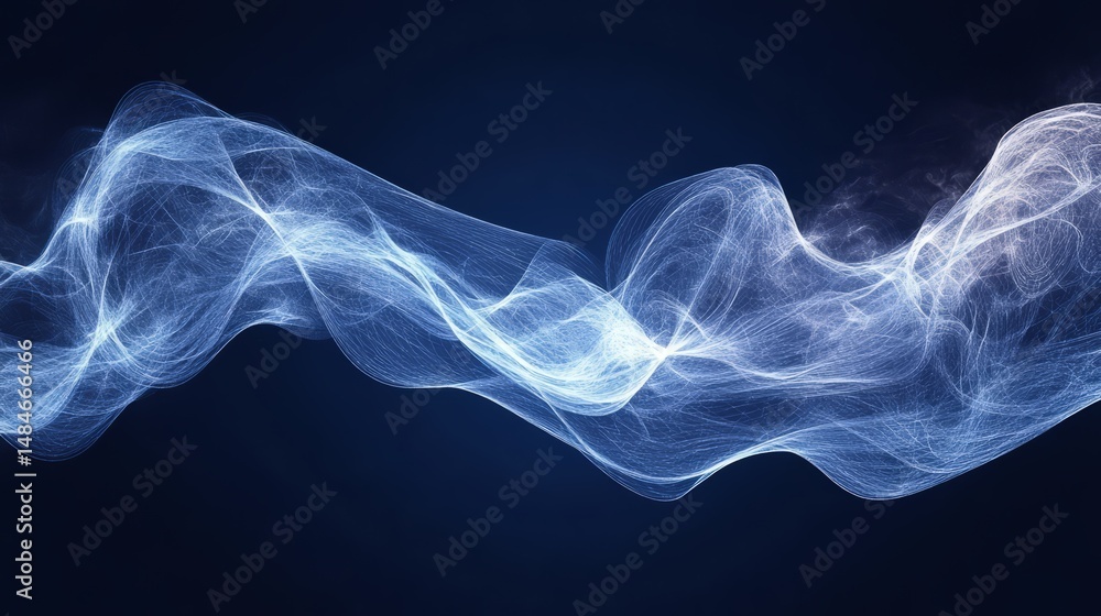 Aufkleber abstract digital wave composed of glowing particles on a dark blue background creating a sense of mo