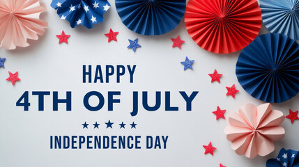 Obraz premium Festive 4th of July Decorations with Stars and Paper Flowers for Celebration and Joy