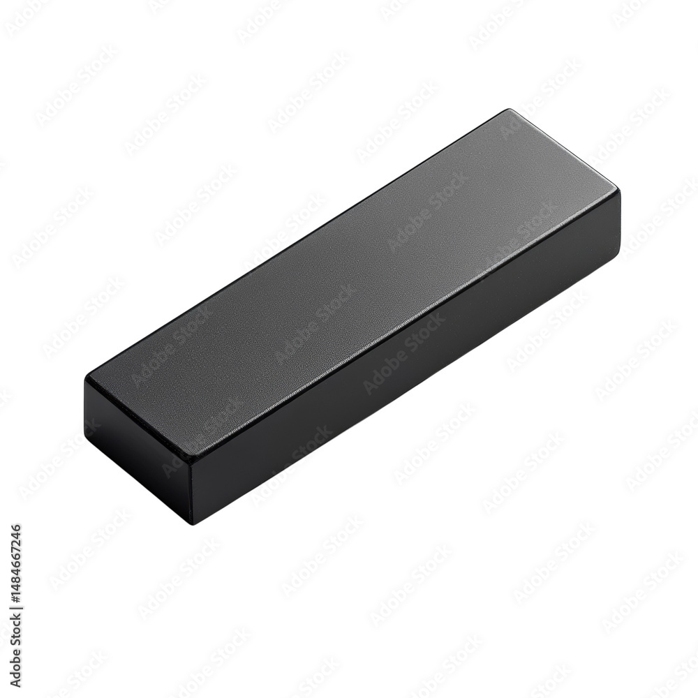 Poster sleek futuristic dark gray metal rectangular block with precision edges on transparent background