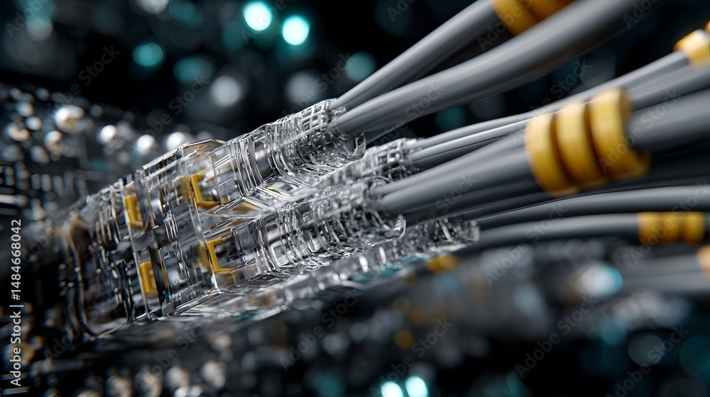 Poster complex arrangement of wires signifying advancements in network infrastructure for connectivity