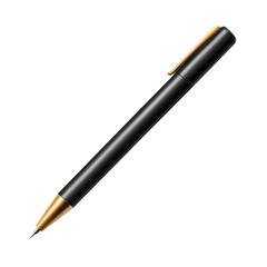 Elegant black and gold pen resting symbolising sophistication in writing on transparent background