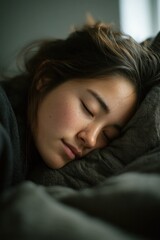 Young woman sleeping in bed