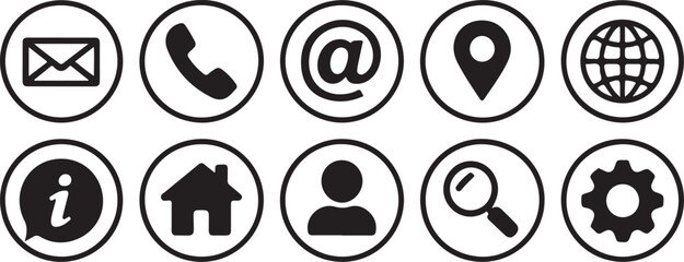 Web Kontakt Symbol icon set. Kontakt Icons Buttons collection. Vector illustration