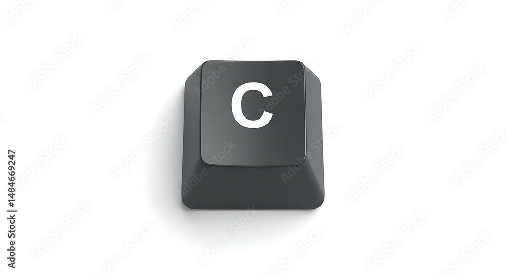 Poster isolated 'c' key from a computer keyboard on white background