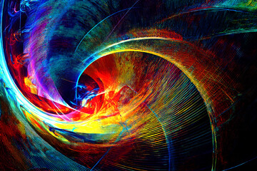 Abstract art technology background digital painting multicolor neon Modern futuristic pattern. Fractal artwork for creative graphic design.	