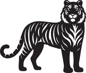 Obraz premium Tiger Black Silhouette Vector, Wild Animal Clipart & Powerful Jungle Design