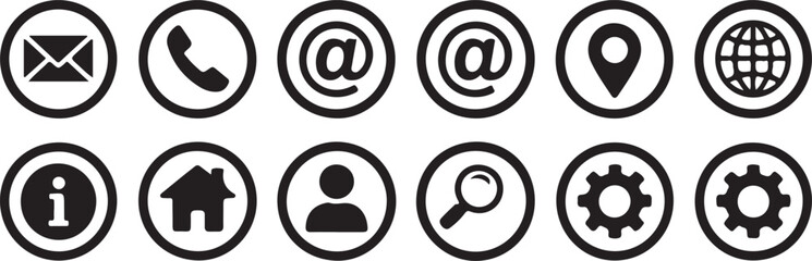 Web Kontakt Symbol icon set. Kontakt Icons Buttons collection. Vector illustration