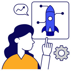 Startup management icon, editable vector