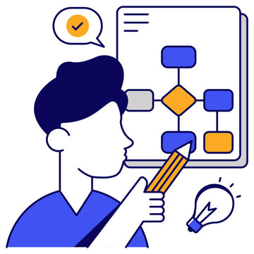 A flat design icon of flowchart
