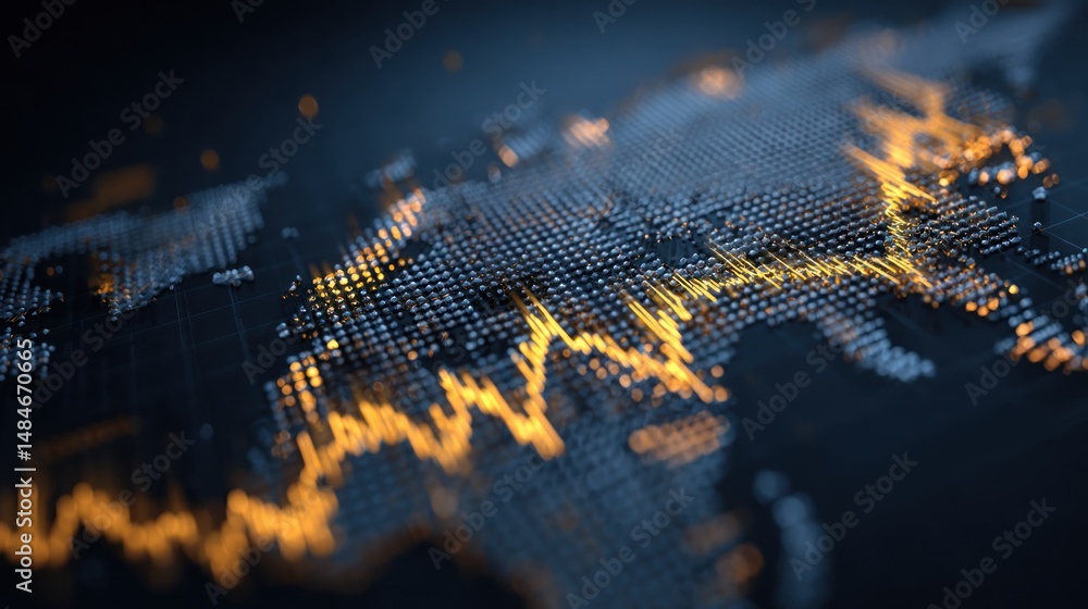 Poster global data visualization of world map