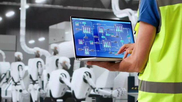 Woman Doing Futuristic AI Robot Research