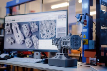  computer screen that displays a computer-aided design system with a print-ready 3D model , 3D printing