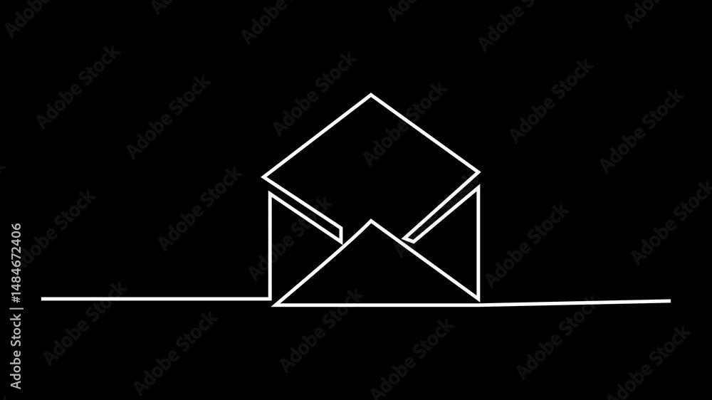 Poster mail envelope animated outline icon on black background. mail envelope 4k video animation for web,