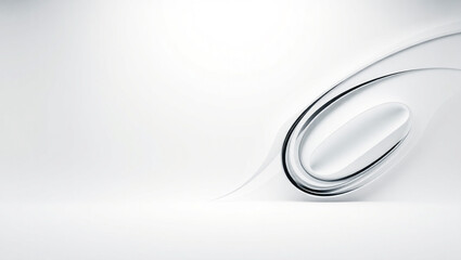 A stark and futuristic abstract composition set against a pristine, pure white 3D background