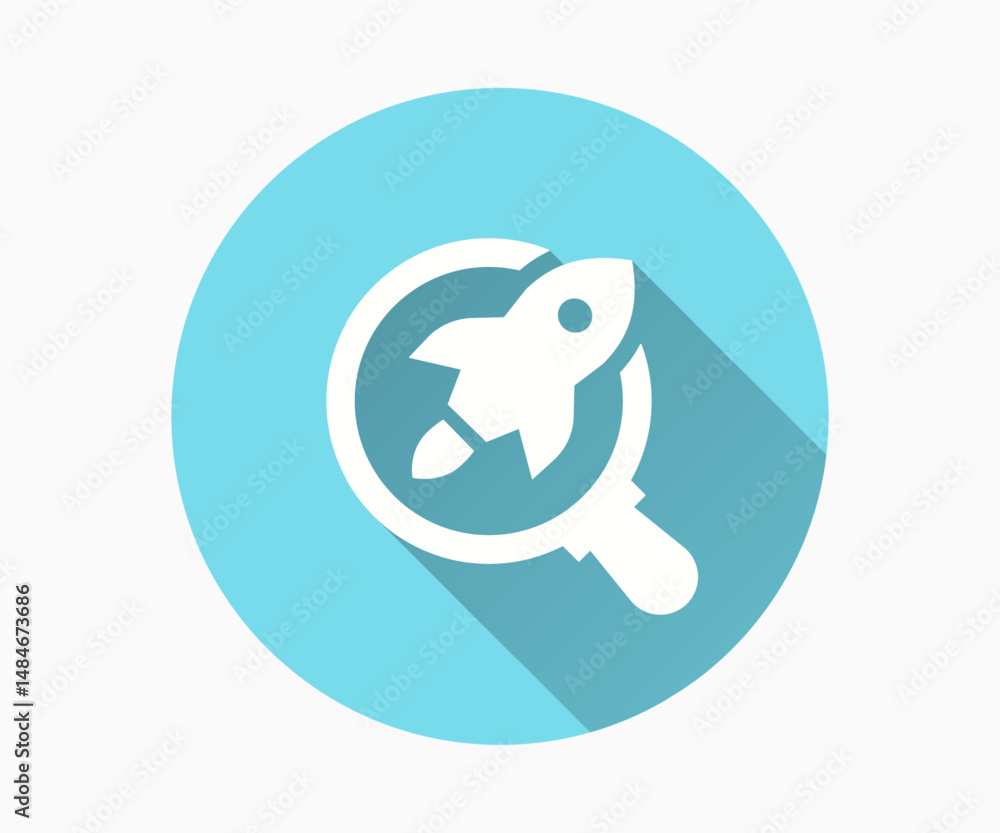 Poster startup launch flat icon. simple illustration with long shadow for graphic and web design.