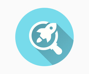 Startup launch flat icon. Simple illustration with long shadow for graphic and web design.