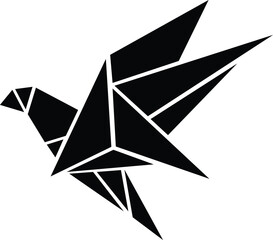 Paper Origami Bird: A captivating geometric representation of a bird in flight, meticulously crafted from paper, showcasing artistic minimalism and elegance.