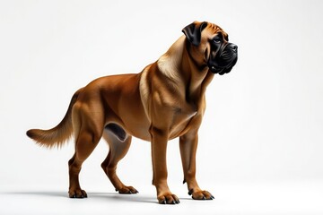 Obraz premium Majestic mastiff, powerful stance, white background, large, studio, eyes