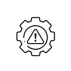 Gear icon with warning symbol representing potential alerts or issues  