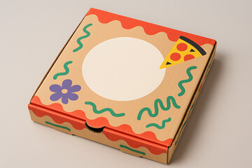 a pizza box photography mock-up to put your logo in it with creative design