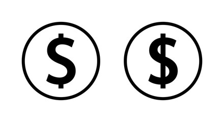 Dollar, USD money icon on circle line. Currency, cash sign symbol