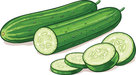 Cucumber vector design, Cucumber with cucumber slice in white background vector design