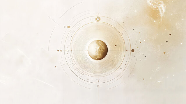 Elegant pattern for Birth Chart Analysis featuring a central planet and surrounding orbits, Birth Chart Analysis , for Astrology blog banners, birth chart readings, online astrology courses 