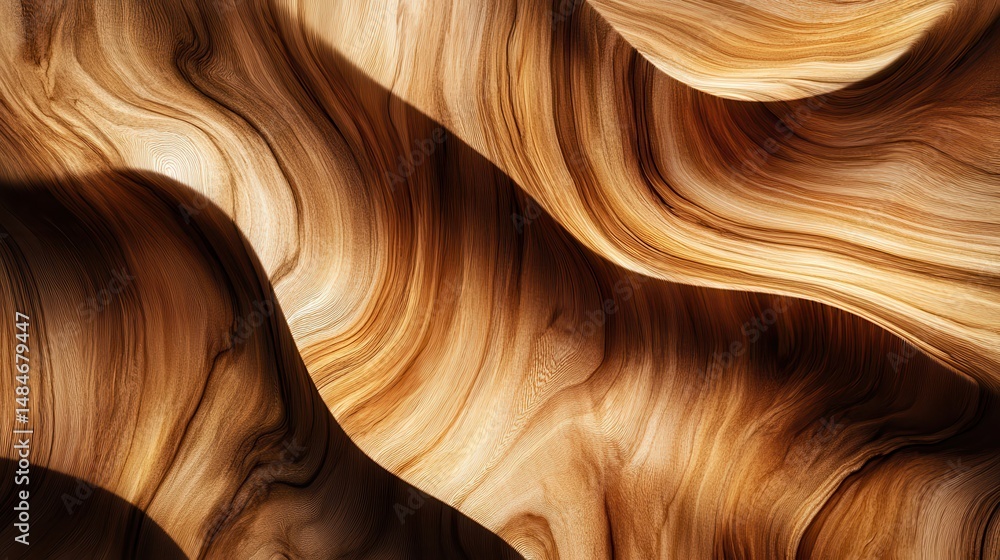 Poster wooden texture with curved lines and deep shadows. perfect for backgrounds, or adding a natural touc