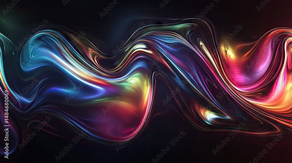 Aufkleber a mesmerizing abstract composition of flowing. iridescent colors in shades of blue. pink. and purple