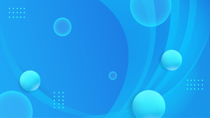 Wavy blue abstract background with circle and bubble shape combination