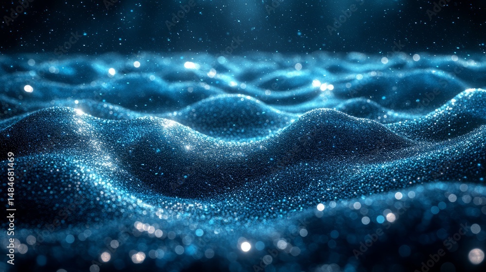 Poster abstract blue energy: a mesmerizing abstract image featuring a dynamic, wave-like pattern of shimmer
