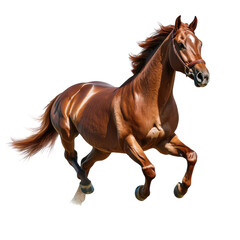Obraz premium A majestic chestnut horse in full gallop embodying freedom and untamed on transparent background